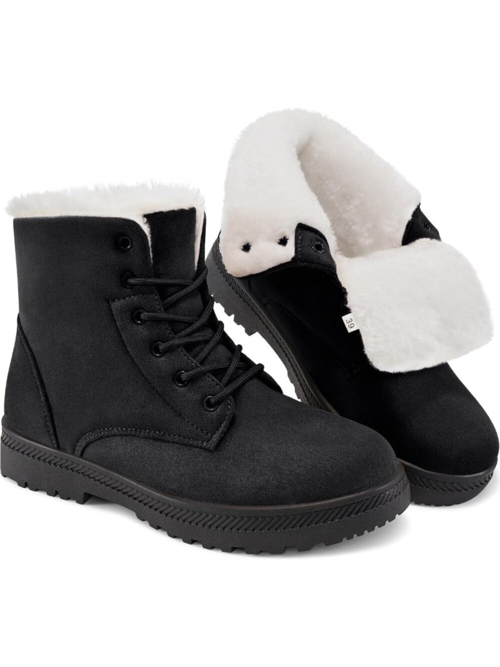 Cozy Winter Snow Boots for Women - Warm Fur Lined Ankle Booties, Lace-Up